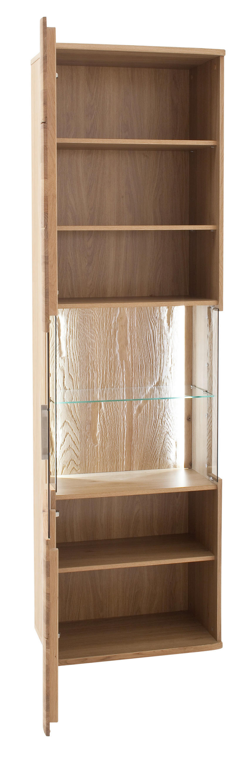 VITRINE  in furniert, teilmassiv Asteiche Eichefarben  - Eichefarben/Schwarz, Design, Glas/Holz (60/208/37cm) - Livetastic