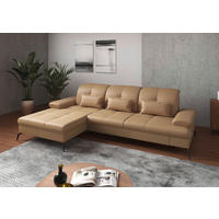 ECKSOFA Cappuccino Echtleder  - Schwarz/Cappuccino, KONVENTIONELL, Leder/Metall (185/279cm) - Sit & More
