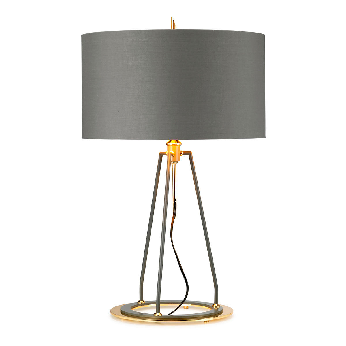 TISCHLEUCHTE - Dunkelgrau/Goldfarben, Konventionell, Textil/Metall (45/73.7cm) - Elstead Lighting