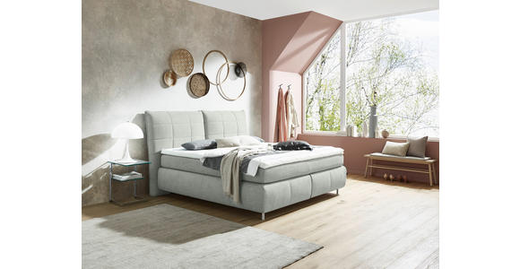 BOXSPRINGBETT 180/200 cm  in Hellgrau  - Edelstahlfarben/Hellgrau, KONVENTIONELL, Textil (180/200cm) - Dieter Knoll