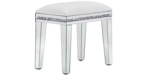 HOCKER Lederlook Creme, Silberfarben  - Silberfarben/Creme, Trend, Glas/Kunststoff (50/47/30cm) - Carryhome