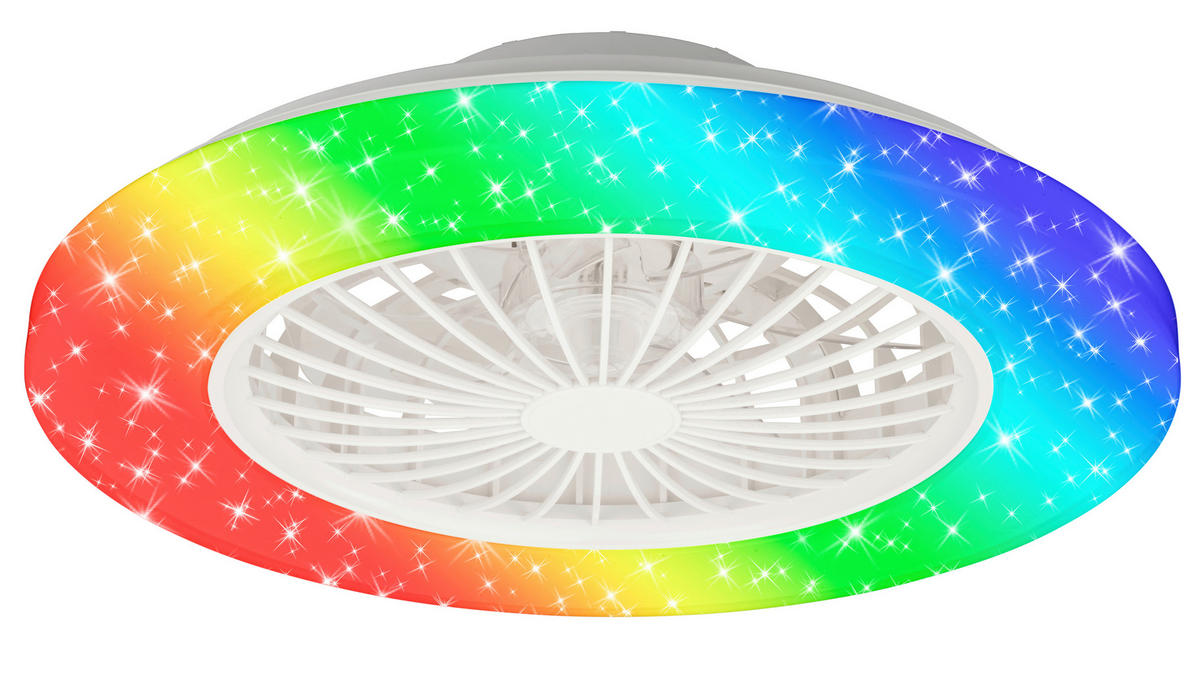 DECKENVENTILATOR 48.5/14.5 cm   - Weiß, Design, Kunststoff (48.5/14.5cm)