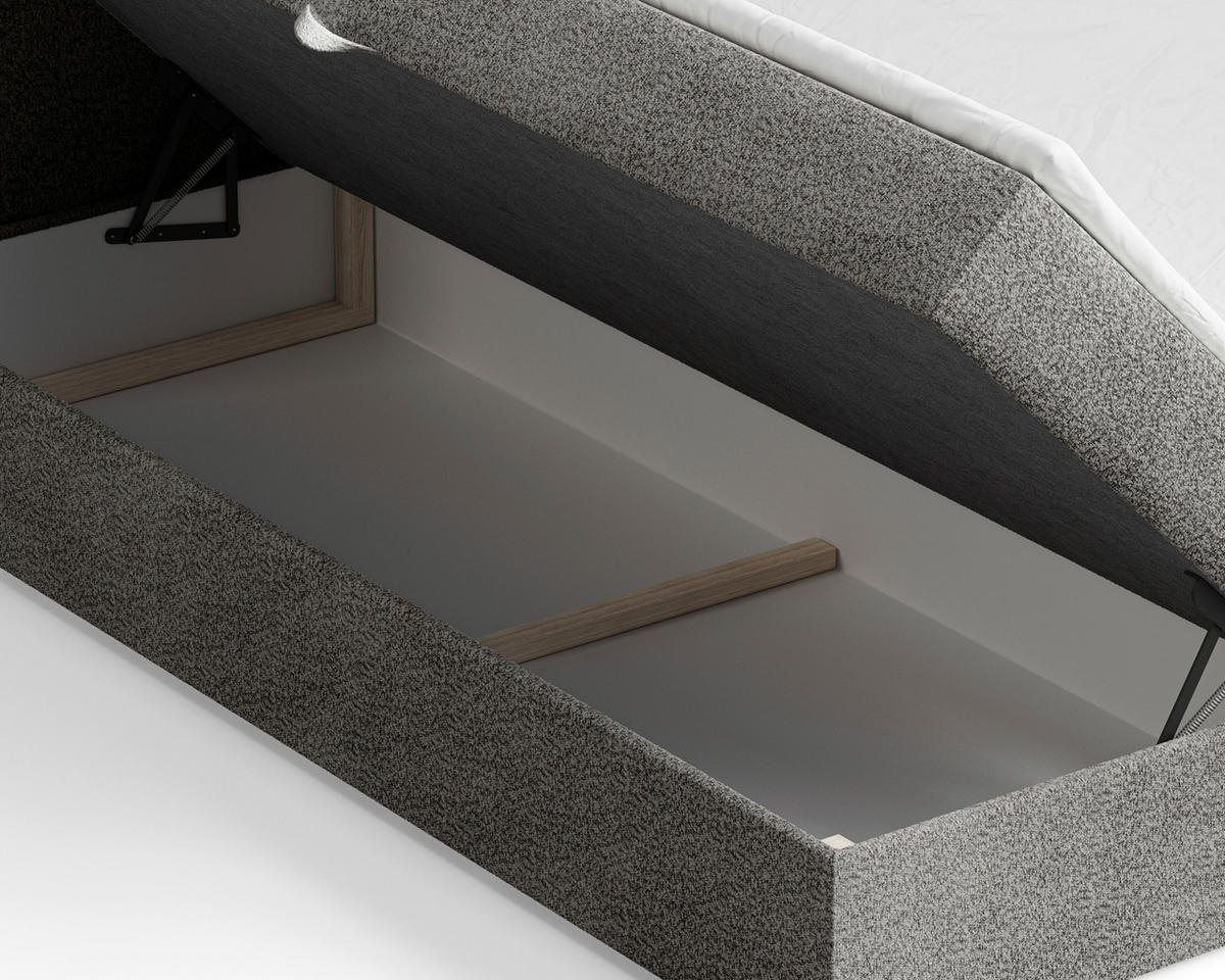 BOXBETT 180/200 cm,  in Anthrazit, Bettkasten, Topper,  - Anthrazit/Schwarz, MODERN, Holz/Kunststoff (180/200cm) - MID.YOU