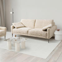3,5-SITZER - Beige/Schwarzchrom, Design, Textil/Metall (207/85/92cm) - Livetastic