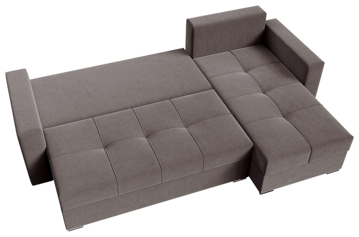 ECKSOFA Dunkelgrau Samt  - Chromfarben/Dunkelgrau, KONVENTIONELL, Kunststoff/Textil (233/140cm) - Carryhome