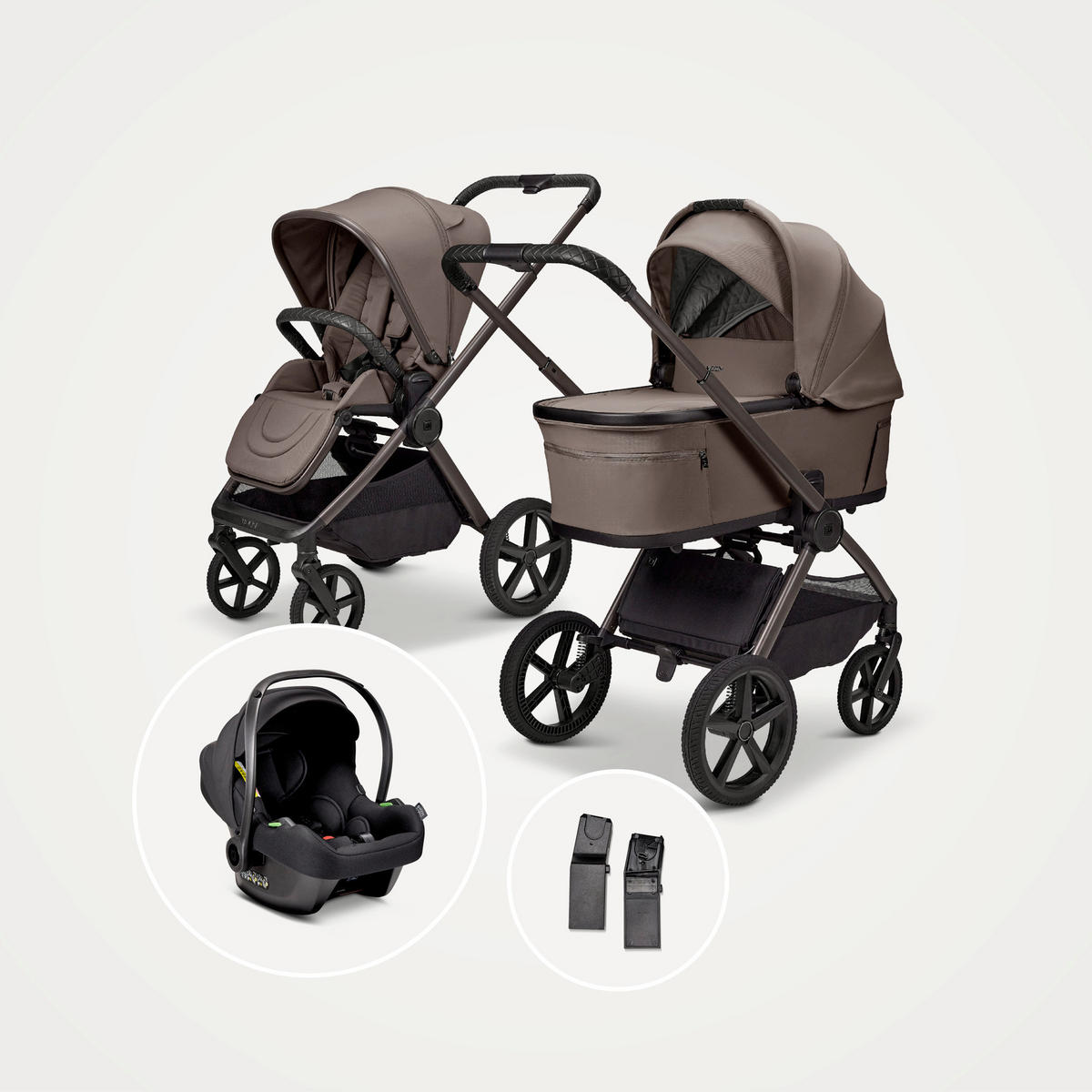 KINDERWAGENSET  GIO FOLD ETPU SET  greige  - Greige/Braun, Basics, Textil/Metall (120/58/92cm) - Moon Edition
