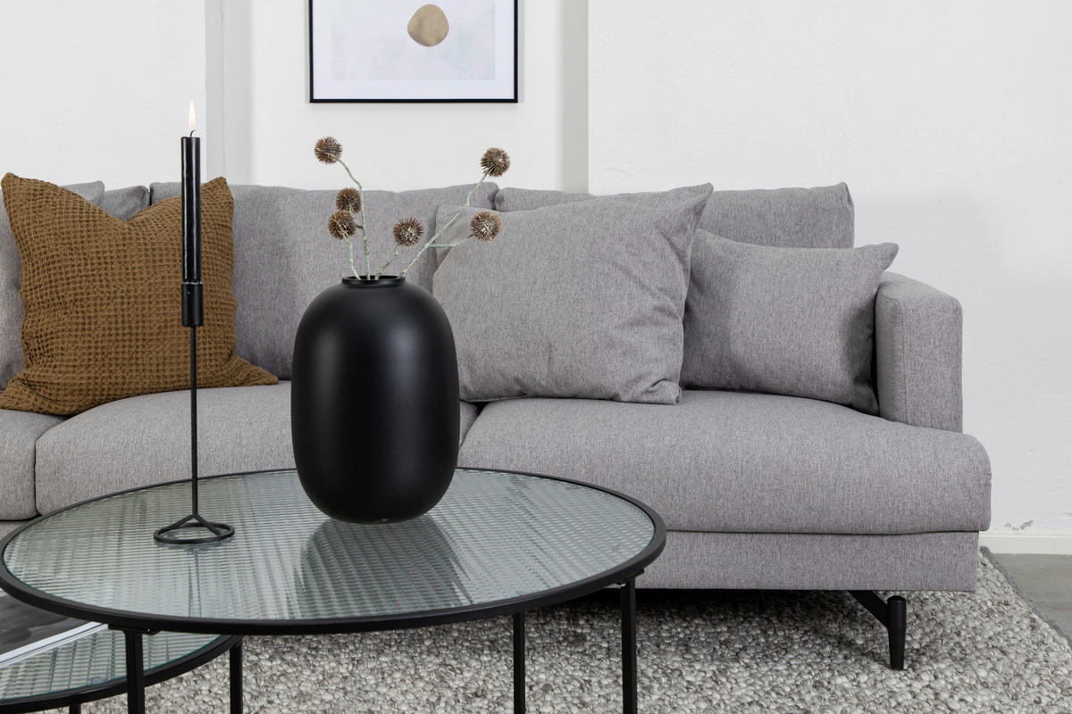 3-SITZER-SOFA Schwarz  - Schwarz/Grau, Design, Holz/Kunststoff (260/86/88cm) - Livetastic