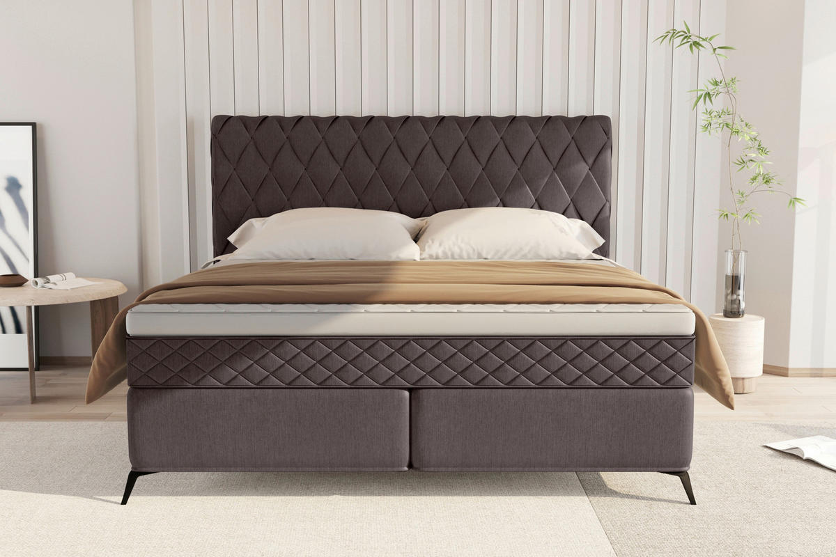 BOXSPRINGBETT 180/200 cm  in Anthrazit  - Anthrazit/Schwarz, Design, Textil/Metall (180/200cm) - Boxxx