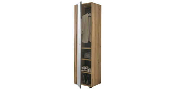 GARDEROBENSCHRANK 57/195/38 cm  - Schwarz/Eiche Artisan, Design, Glas/Holzwerkstoff (57/195/38cm) - Carryhome