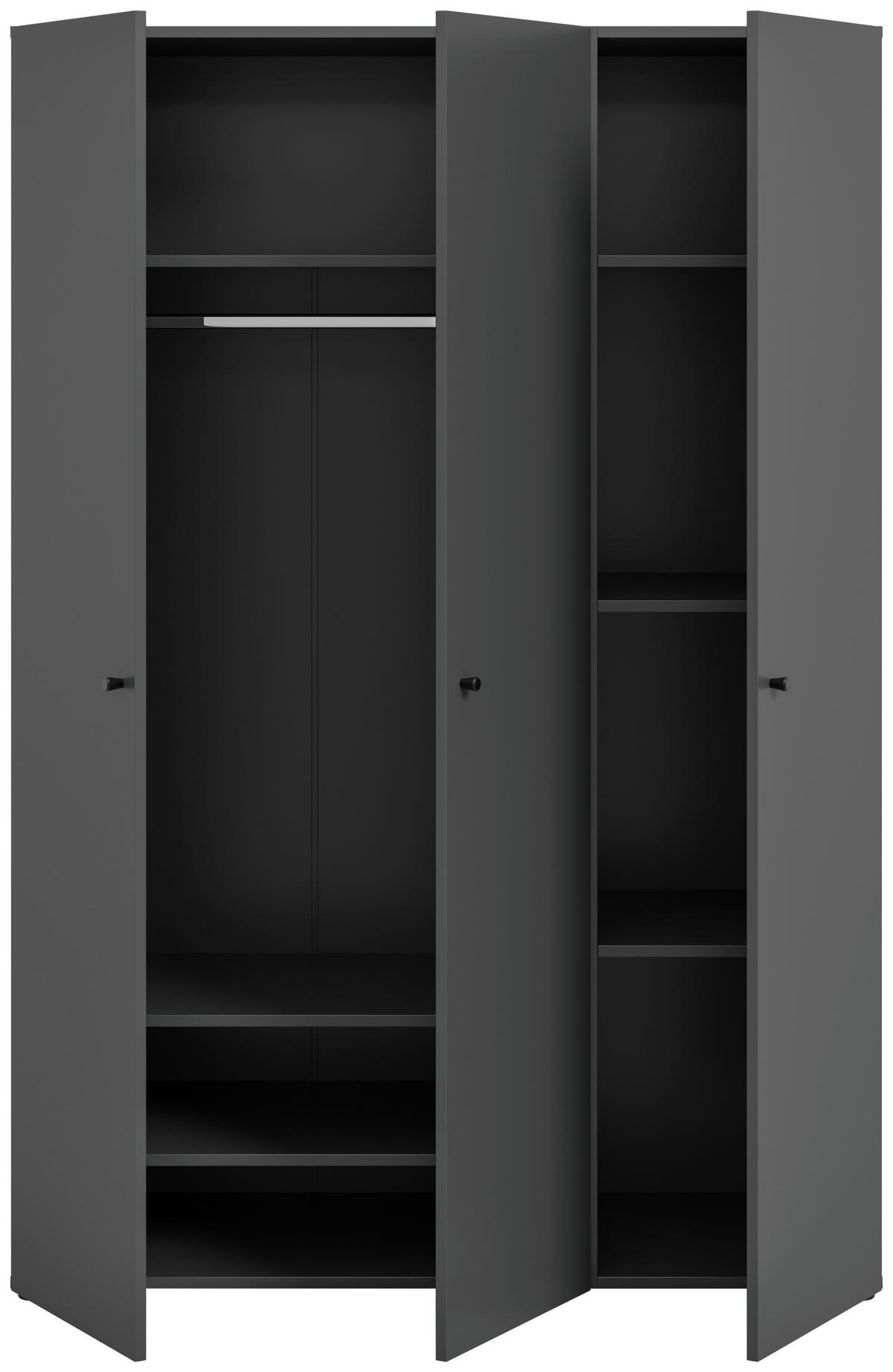 DREHTÜRENSCHRANK 120/176/51 cm,  in Anthrazit, 3-türig  - Anthrazit/Schwarz, MODERN, Holzwerkstoff/Kunststoff (120/176/51cm) - MID.YOU