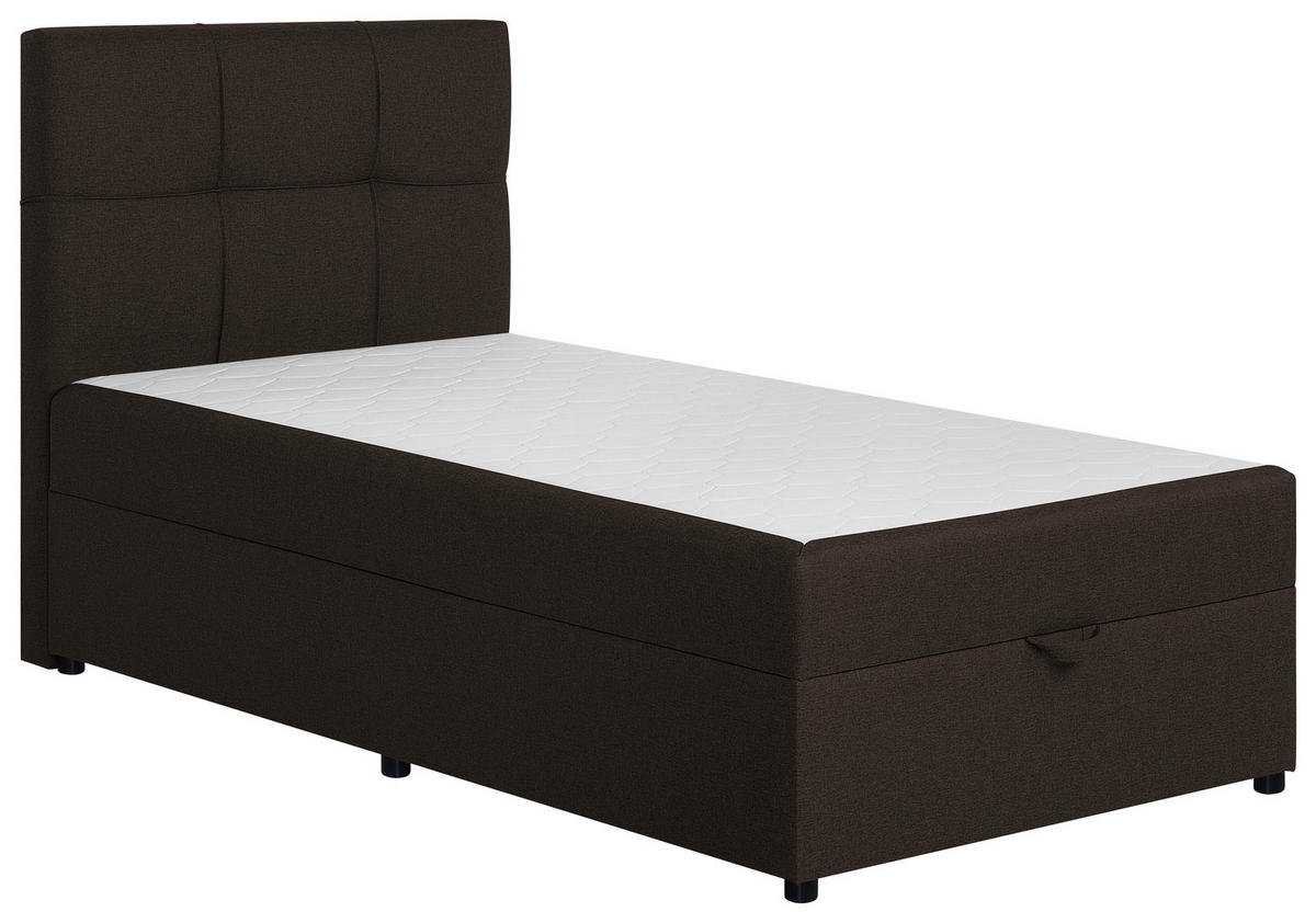 BOXBETT 100/200 cm,  in Braun, Bettkasten, Topper,  - Schwarz/Braun, MODERN, Kunststoff/Textil (100/200cm) - MID.YOU