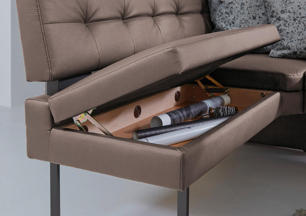 ECKBANK 158/200 cm  in Braun  - Schwarz/Braun, Design, Textil/Metall (158/200cm) - Dieter Knoll