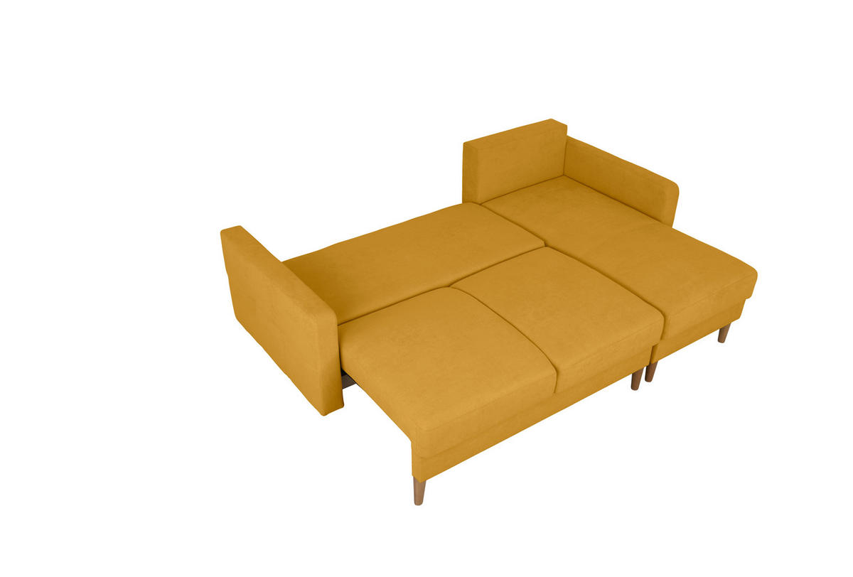 ECKSOFA in Gelb  - Gelb/Buchefarben, Design, Holz/Textil (223/157cm) - MID.YOU