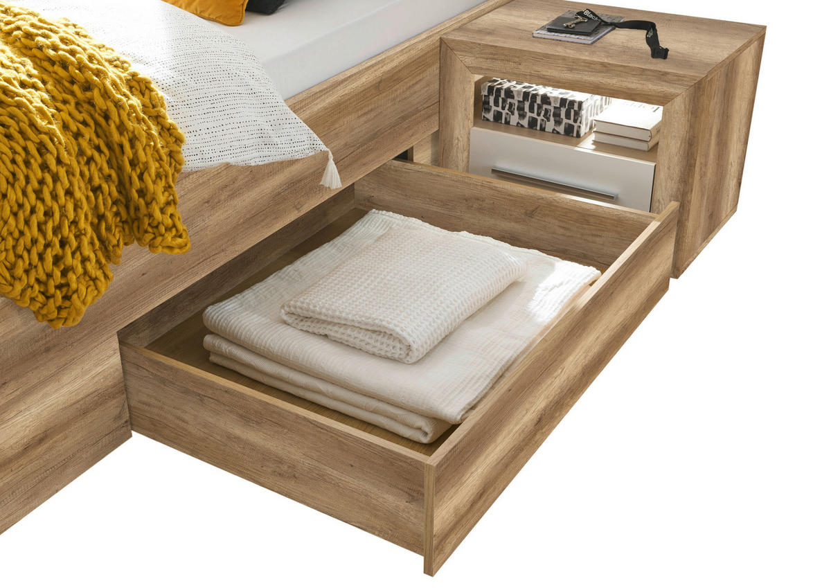 SCHLAFZIMMER Weiss, Eichefarben  - Weiss/Eichefarben, Modern, Holzwerkstoff - MID.YOU