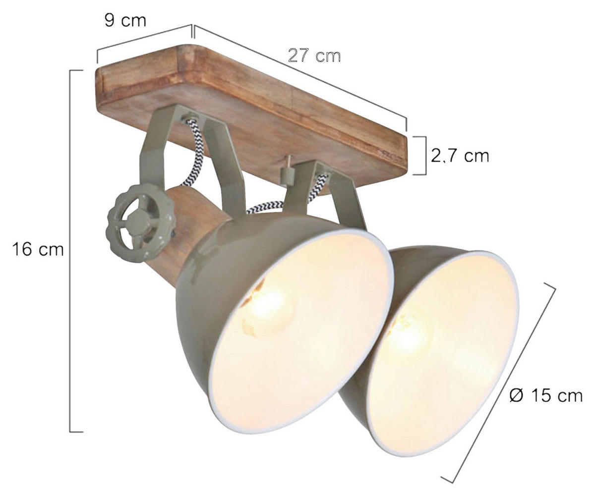 DECKENSPOTS - Anthrazit, Trend, Holz/Metall (32/19/17cm)