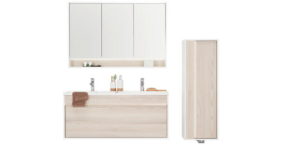 BADEZIMMER 120 cm  - Eschefarben/Weiß, KONVENTIONELL, Glas/Holzwerkstoff (120cm) - Voleo