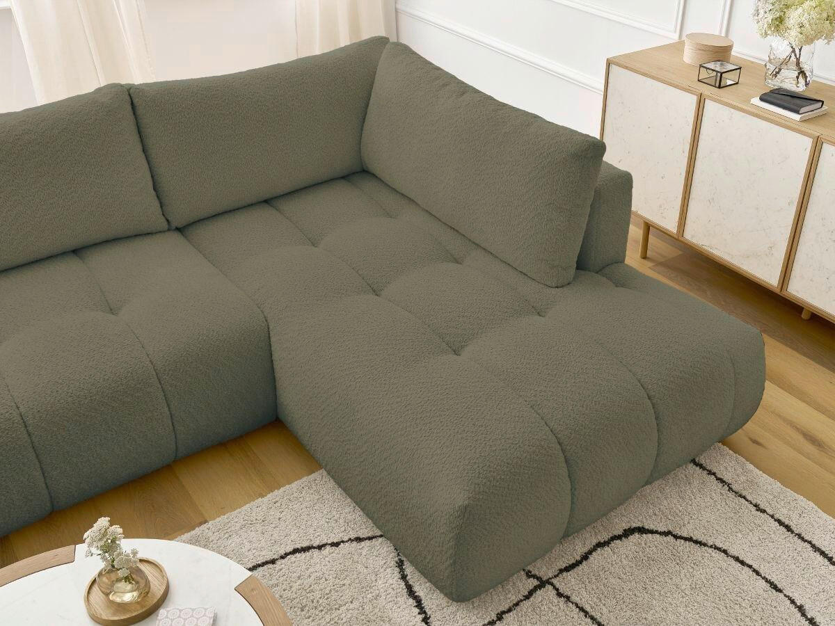 WOHNLANDSCHAFT  FUJI  Grün Bouclé  - Schwarz/Grün, MODERN, Kunststoff/Textil (160/377/204cm)