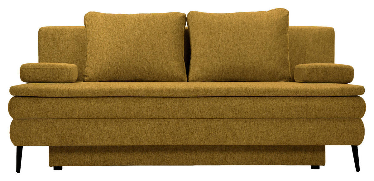 SCHLAFSOFA in Textil Dunkelgelb  - Dunkelgelb/Schwarz, Design, Kunststoff/Textil (200/90/100cm) - Venda