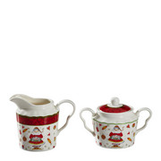SET 2/1 ZA MLEKO IN SLADKOR - rdeča/večbarvno, Konvencionalno, keramika (0,325/0,25l) - X-Mas