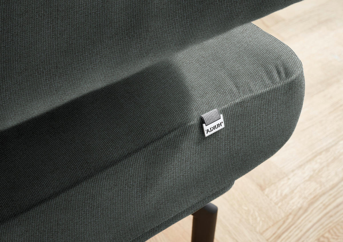 ECKSOFA in Chenille Graugrün  305/224 cm  - Schwarz/Graugrün, Design, Textil/Metall (305/224cm) - Dieter Knoll