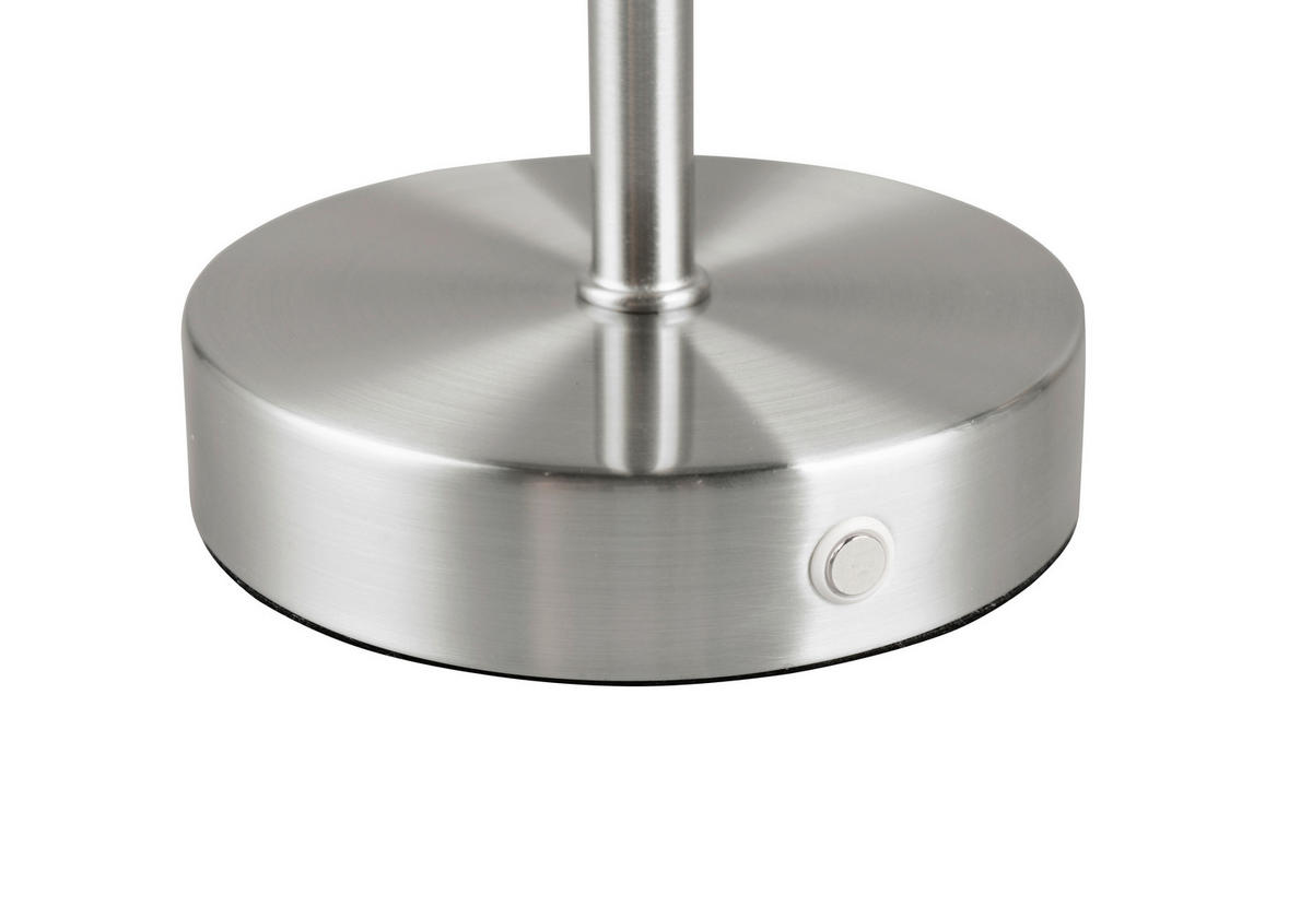 AKKU-TISCHLEUCHTE Jeff 12,6/30 cm  - Nickelfarben, KONVENTIONELL, Metall (12,6/30cm)