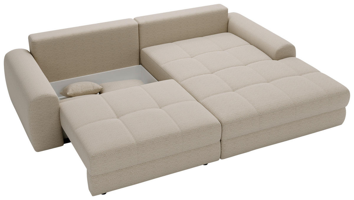 ECKSOFA LORSON Beige Struktur  - Beige/Schwarz, Design, Kunststoff/Textil (290/208cm) - Livetastic