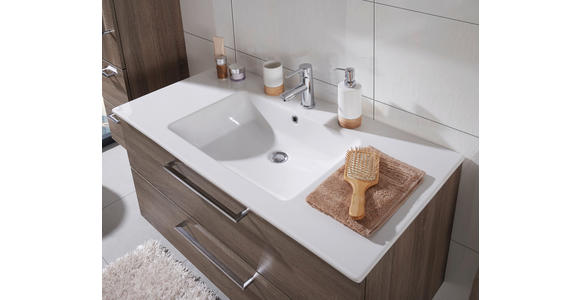 BADEZIMMER 101 cm - Trüffeleichefarben/Weiß, Design, Glas/Keramik (101cm) - Novel