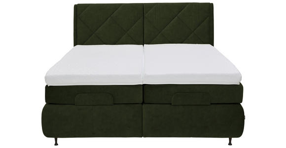 BOXSPRINGBETT 180/200 cm in Dunkelgrün - Dunkelgrün/Schwarz, KONVENTIONELL, Textil/Metall (180/200cm) - Dieter Knoll