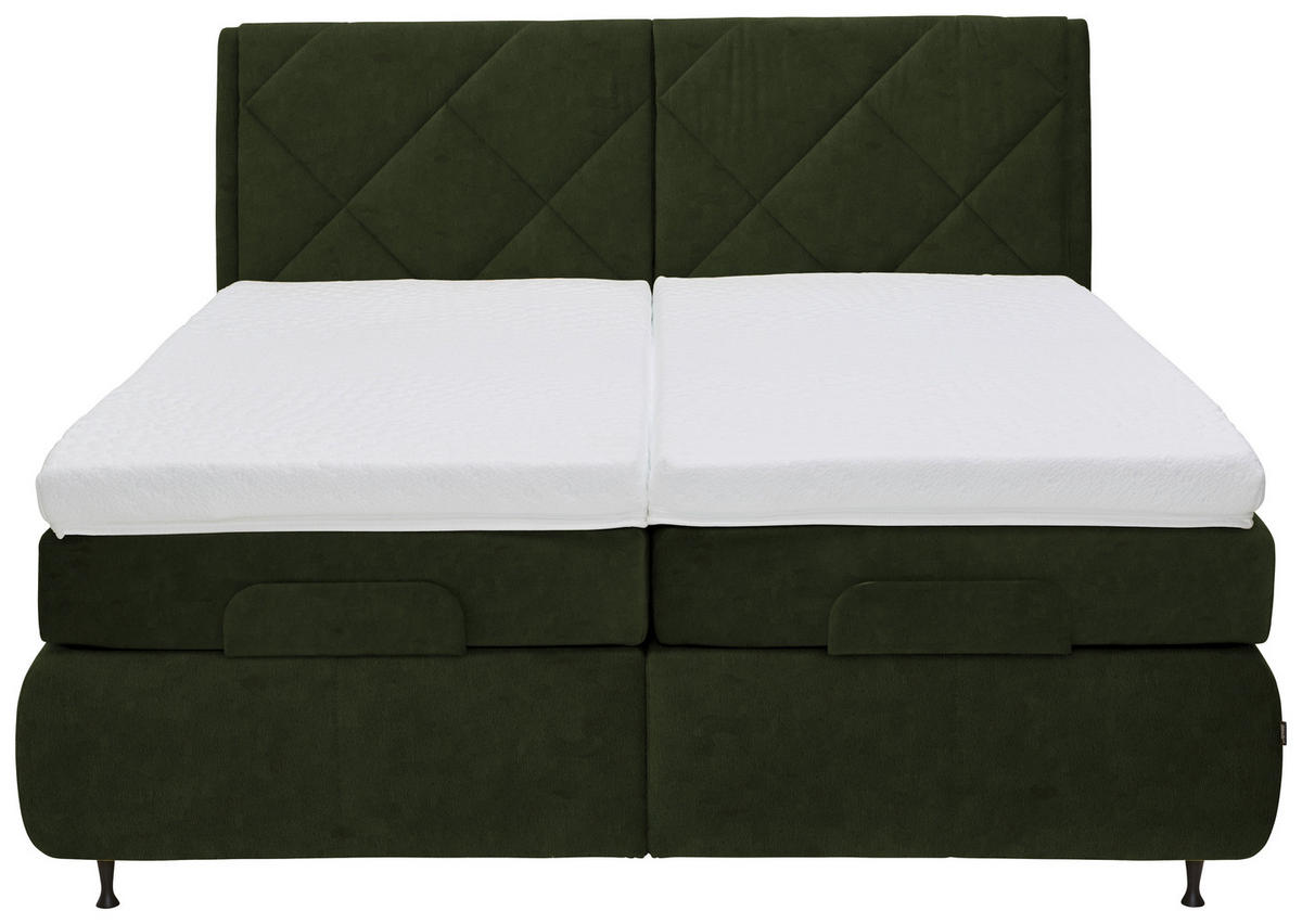 BOXSPRINGBETT 180/200 cm  in Dunkelgrün  - Dunkelgrün/Schwarz, KONVENTIONELL, Textil/Metall (180/200cm) - Dieter Knoll
