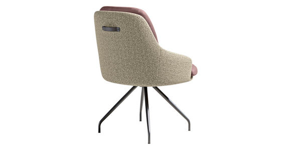 ARMLEHNSTUHL  Beinauswahl, Sitzfläche 360° drehbar, Stoff-/Lederauswahl Velours  Naturfarben, Rosa  - Schwarz/Naturfarben, Design, Textil/Metall (60/86/66cm) - Dieter Knoll