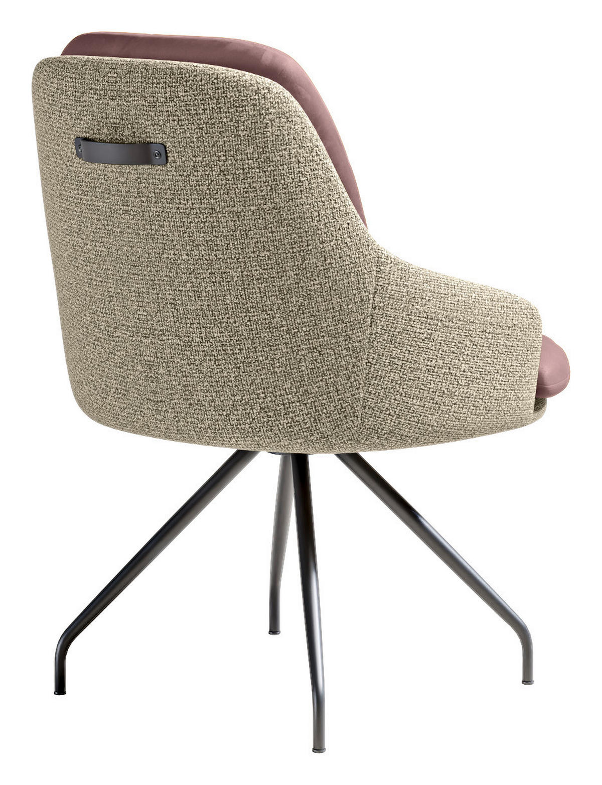 ARMLEHNSTUHL  Beinauswahl, Sitzfläche 360° drehbar, Stoff-/Lederauswahl Velours  Naturfarben, Rosa  - Schwarz/Naturfarben, Design, Textil/Metall (60/86/66cm) - Dieter Knoll