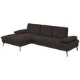 ECKSOFA in Chenille, Mikrofaser Mokka  - Schwarz/Mokka, Design, Textil/Metall (157/299cm) - Dieter Knoll