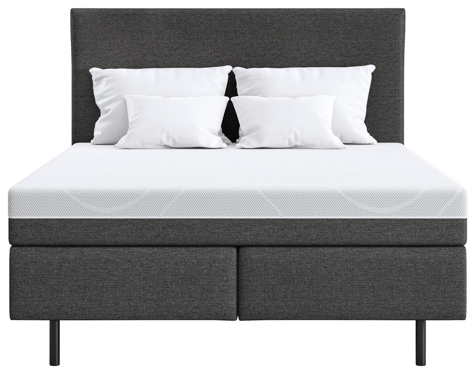 BOXSPRINGBETT 140/200 cm in Grau, Taupe - Webstoff