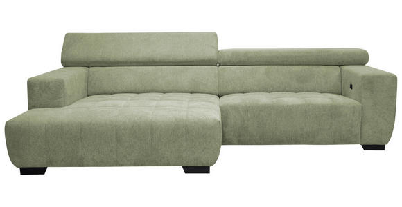 ECKSOFA in Webstoff Olivgrün  - Schwarz/Olivgrün, KONVENTIONELL, Textil/Metall (182/279cm) - Hom`in