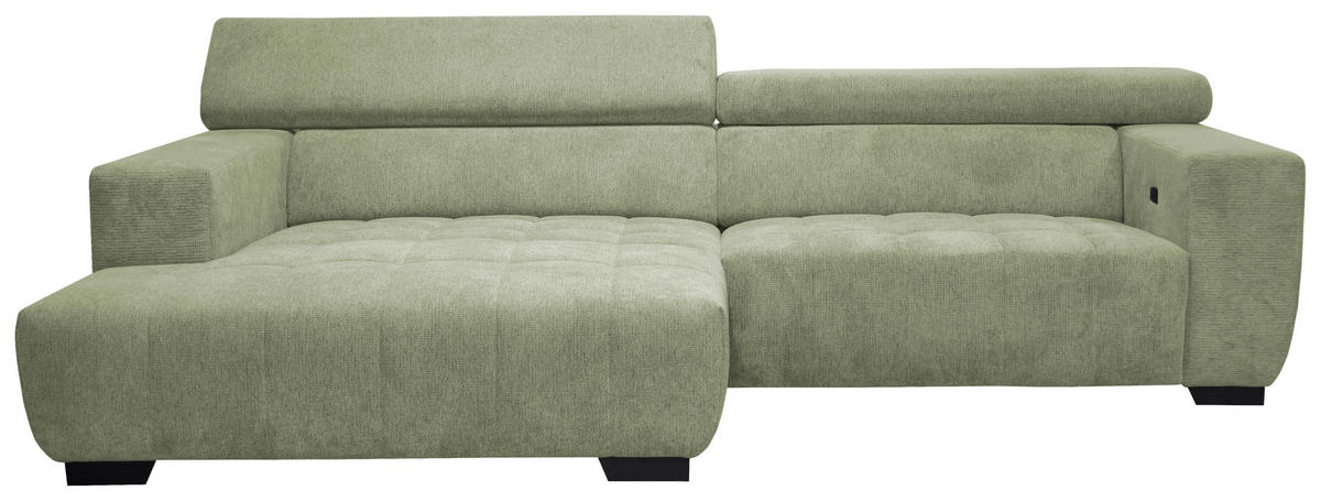 ECKSOFA in Webstoff Olivgrün  - Schwarz/Olivgrün, Konventionell, Textil/Metall (182/279cm) - Hom`in