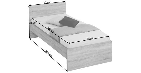 BETT 90/200 cm in Sonoma Eiche - Sonoma Eiche, KONVENTIONELL, Holzwerkstoff (90/200cm) - Carryhome