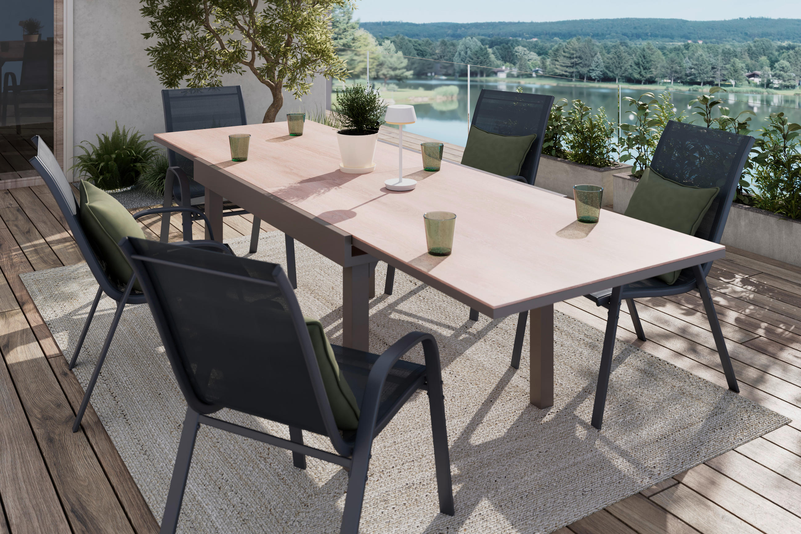GARTENTISCH Metall, Kunststoff rechteckig  - Braun, MODERN, Kunststoff/Metall (135/270/75/90cm) - Ambia Garden