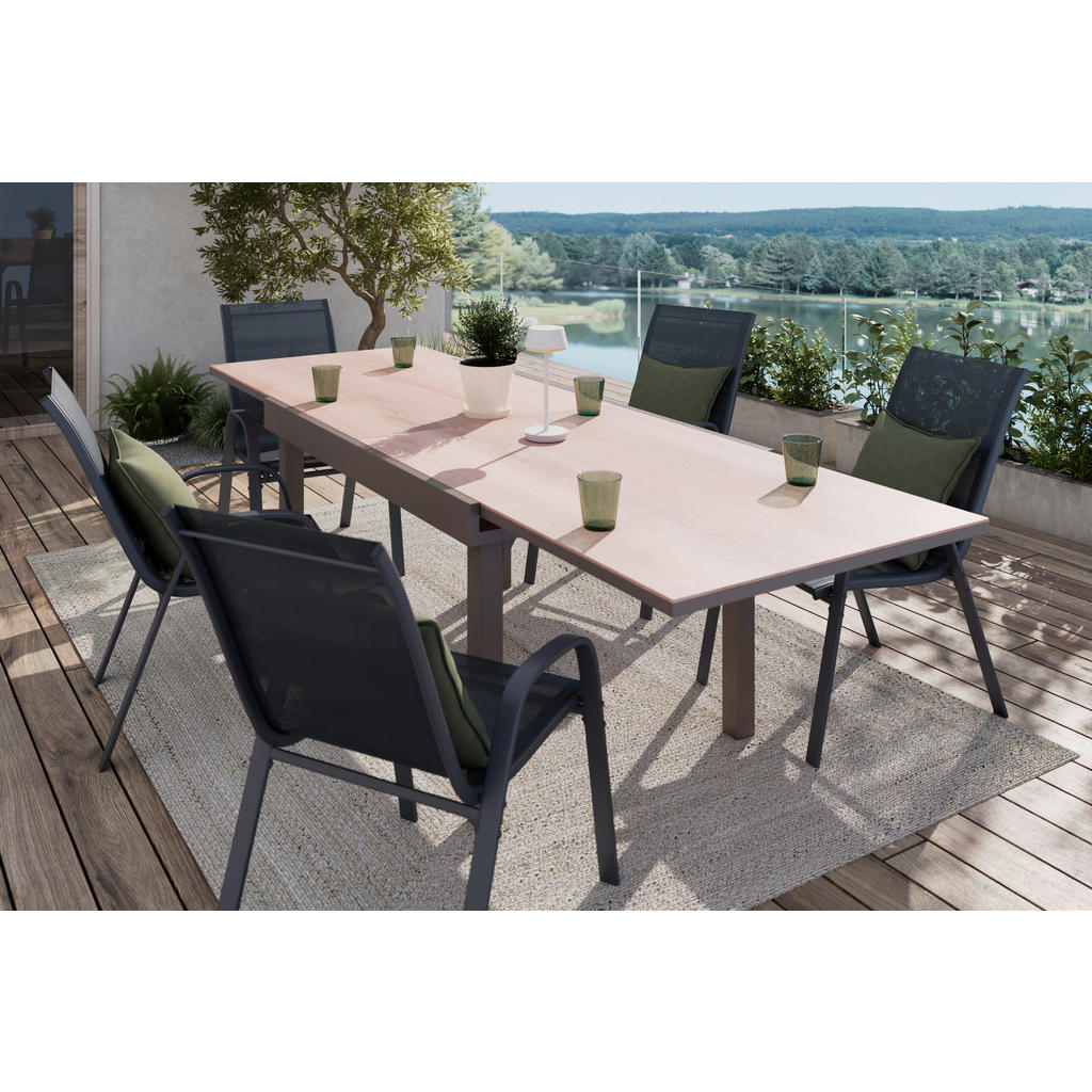 Thumbnail - Ambia Garden Gartentisch mit Auszug, Braun, Metall, Kunststoff, rechteckig, eckig, 135x270x75 cm, ausziehbar, Gartenmöbe...