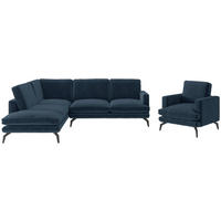 SITZGARNITUR in Flachgewebe Dunkelblau  - Schwarz/Dunkelblau, Design, Textil/Metall (202/250cm) - Livetastic