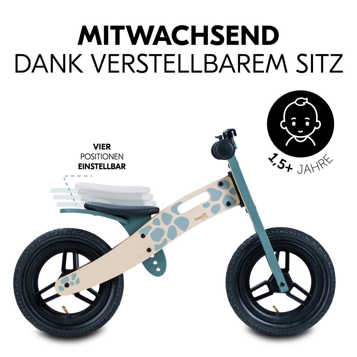 LAUFRAD BALANCE N RIDE  - Blaugrau, Basics, Holz/Kunststoff (39,5/55/85cm) - Hauck