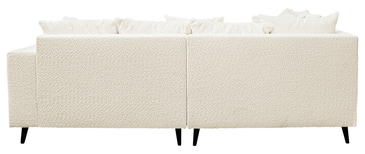 Ecksofa inkl. Hocker Weiß Bouclé  - Schwarz/Weiß, Design, Holz/Textil (174/247cm) - MID.YOU