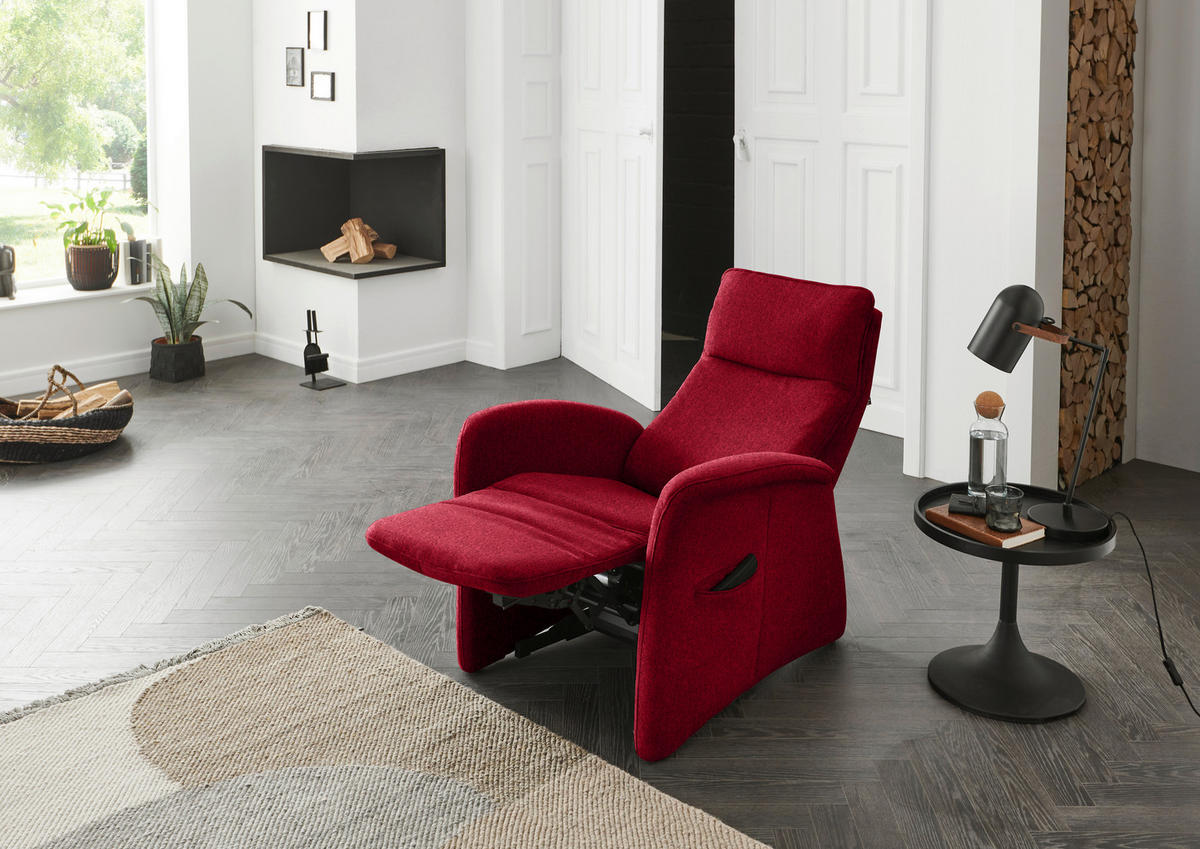 FERNSEHSESSEL in Chenille Rot  - Rot, Konventionell, Kunststoff/Textil (79-83/108/87cm) - Valdera