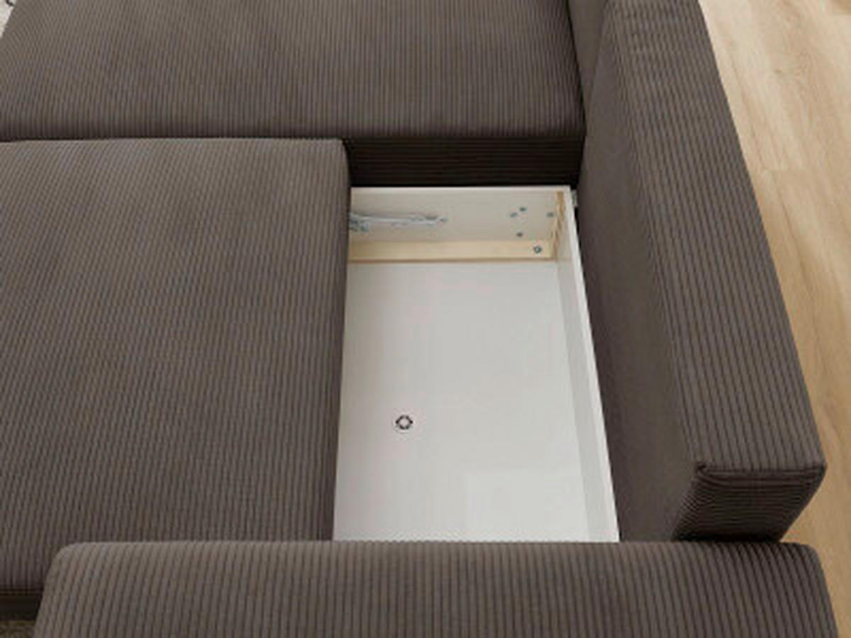 ECKSOFA Ottomane links  ATILLA Taupe Cord  - Taupe/Schwarz, MODERN, Kunststoff/Textil (149/244cm)