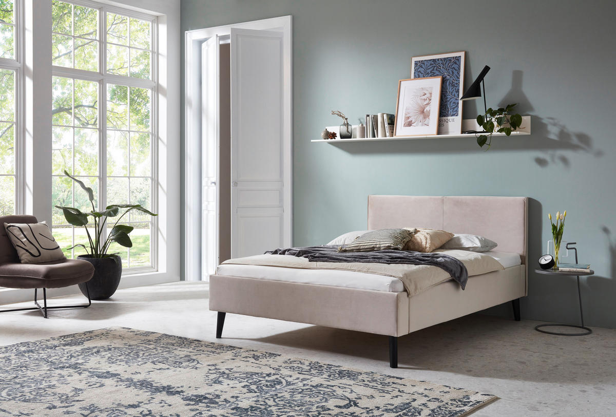 POLSTERBETT Beige 140/200 cm  - Beige/Schwarz, Basics, Holz/Textil (140/200cm) - Boxxx
