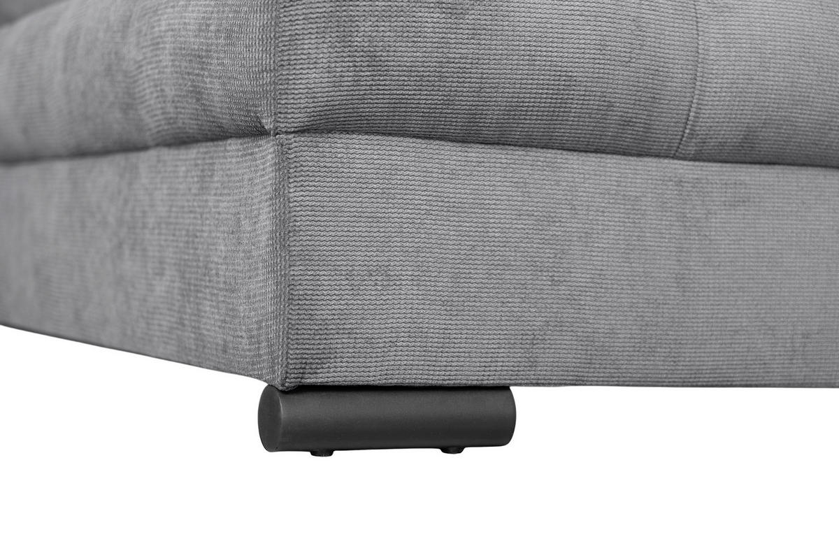 ECKSOFA ATLANTA Dunkelgrau Struktur Liegefläche im Originalstoff  - Dunkelgrau/Schwarz, Design, Textil/Metall (298/202cm) - MID.YOU