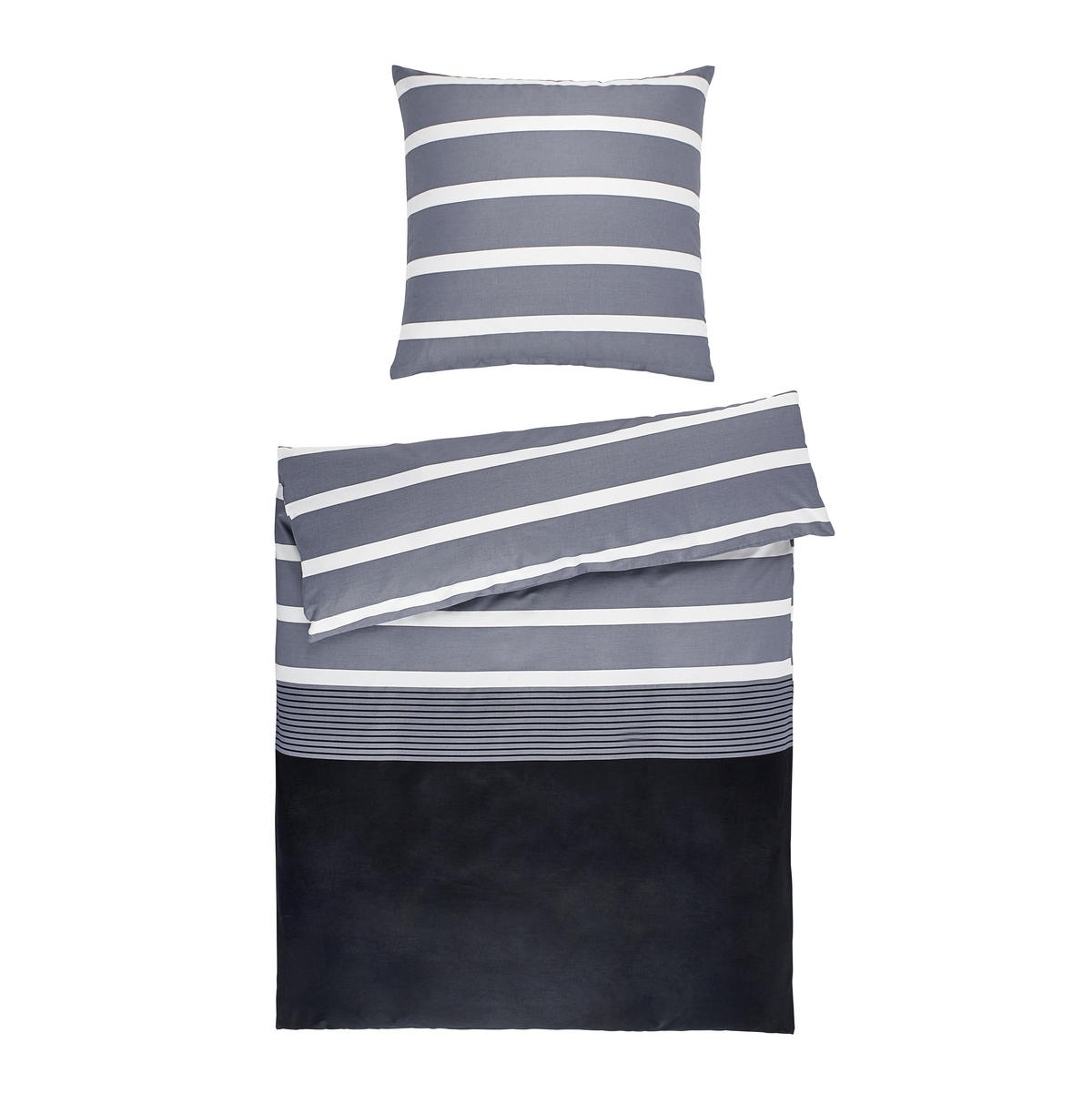 BETTWÄSCHE J.D. Makosatin 135/200 cm  - Silberfarben/Schwarz, Basics, Textil (135/200cm) - Janine