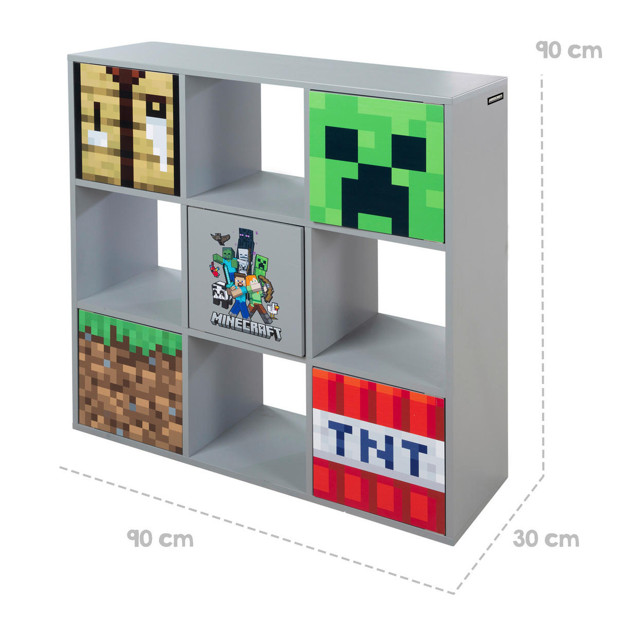 REGAL  90/90/30 cm Grau, Multicolor  - Multicolor/Grau, MODERN, Holzwerkstoff (90/90/30cm) - Minecraft