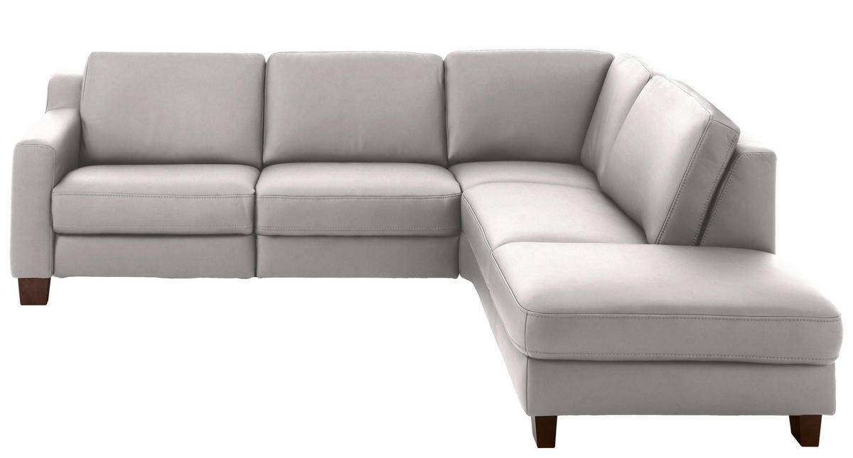 ECKSOFA Echtleder Grau  - Eichefarben/Grau, Design, Leder/Holz (259/235cm) - Valdera