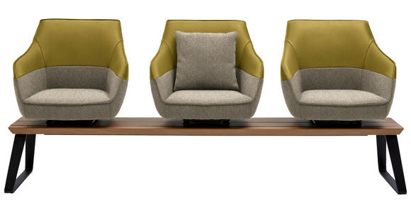 SITZBANK 210/87/67 cm in Braun, Weiß, Honig - Beige/Schwarz, Design, Leder/Holz (210/87/67cm) - Ambiente