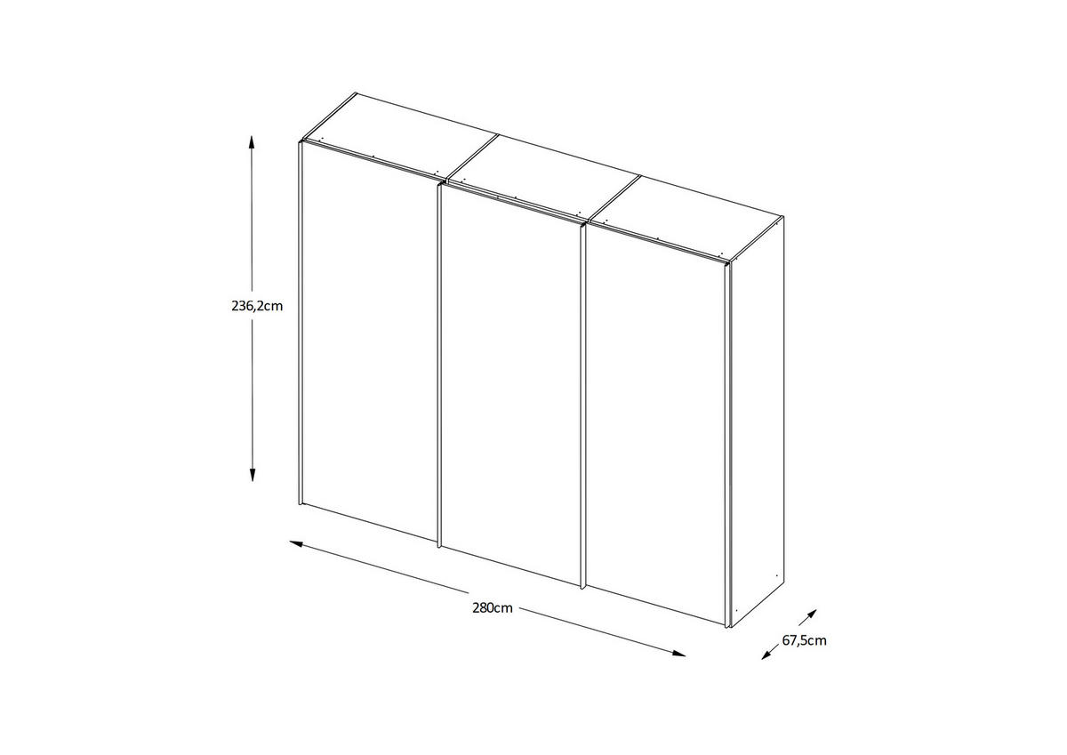 SCHWEBETÜRENSCHRANK in Hellgrau  - Chromfarben/Hellgrau, Design, Glas/Holzwerkstoff (280/240/68cm) - Moderano